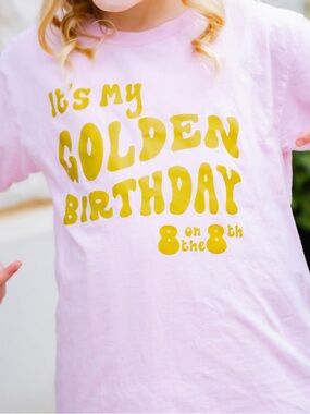 Kids Pink 'Golden Birthday' Graphic Tee
